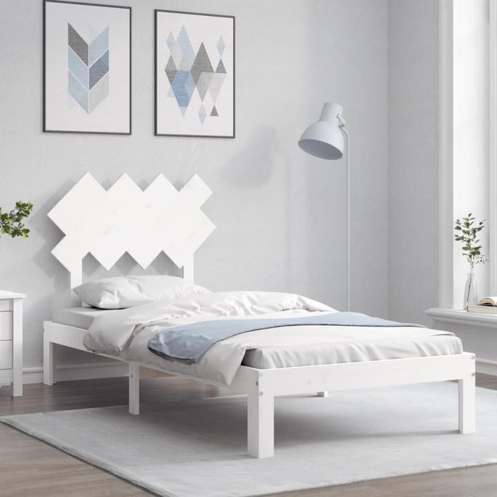 Produktbild vidaXL Massivholzbett mit Kopfteil Weiss 3FT Single (90 x 190 cm)