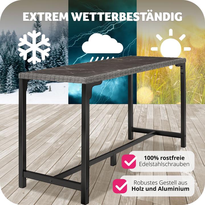 Produktbild tectake Rattan Bartisch Lovas 161x64,5x99,5cm (161 x 64.50 x 99.50 cm)