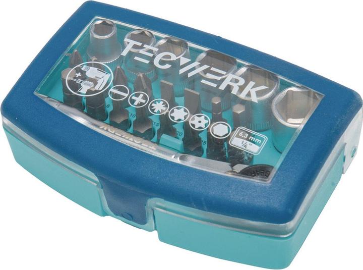 Image du produit Tecwerk Assortiment de clés à douille/d’embouts 24 pièces fente/PH/PZD/T/cliquet/6 douilles (Fente à visser)