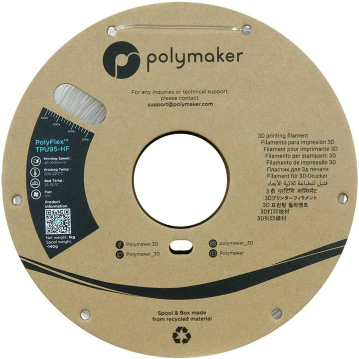 Produktbild Polymaker PD03003 TPU95-HF Filament TPU, Flexibles Filament flexibel, Highspeed Filament, UV-bestän (TPU, 1.75 mm, 1000 g, Transparent)