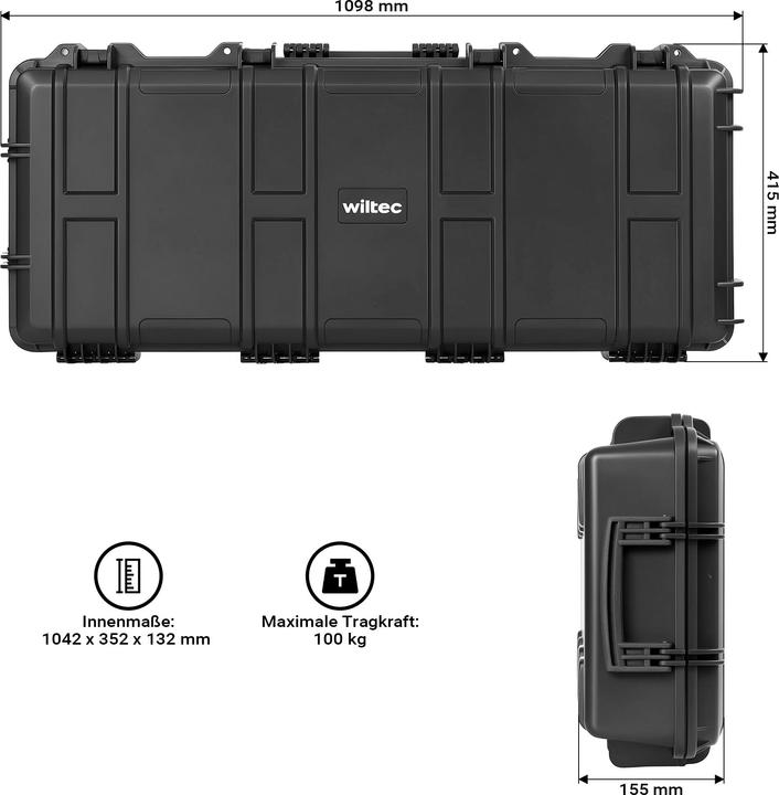 Image du produit Wiltec Waffenkoffer 109,8x41,5x15,5cm Langwaffen Gewehrkoffer Koffer Gewehr