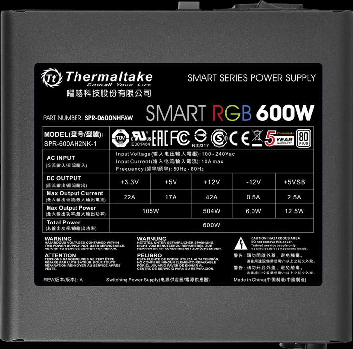 Immagine prodotto Thermaltake RGB intelligente (600 W)