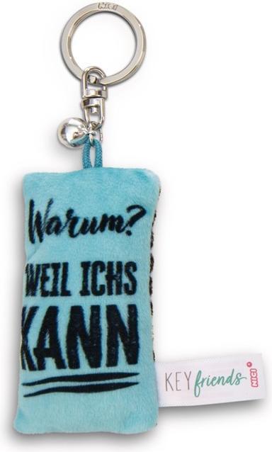 Image du produit Magni NICI Schlüsselanhänger Mini Plüschkissen Warum? Weil ichs kann! mit Glöckchen 8cm