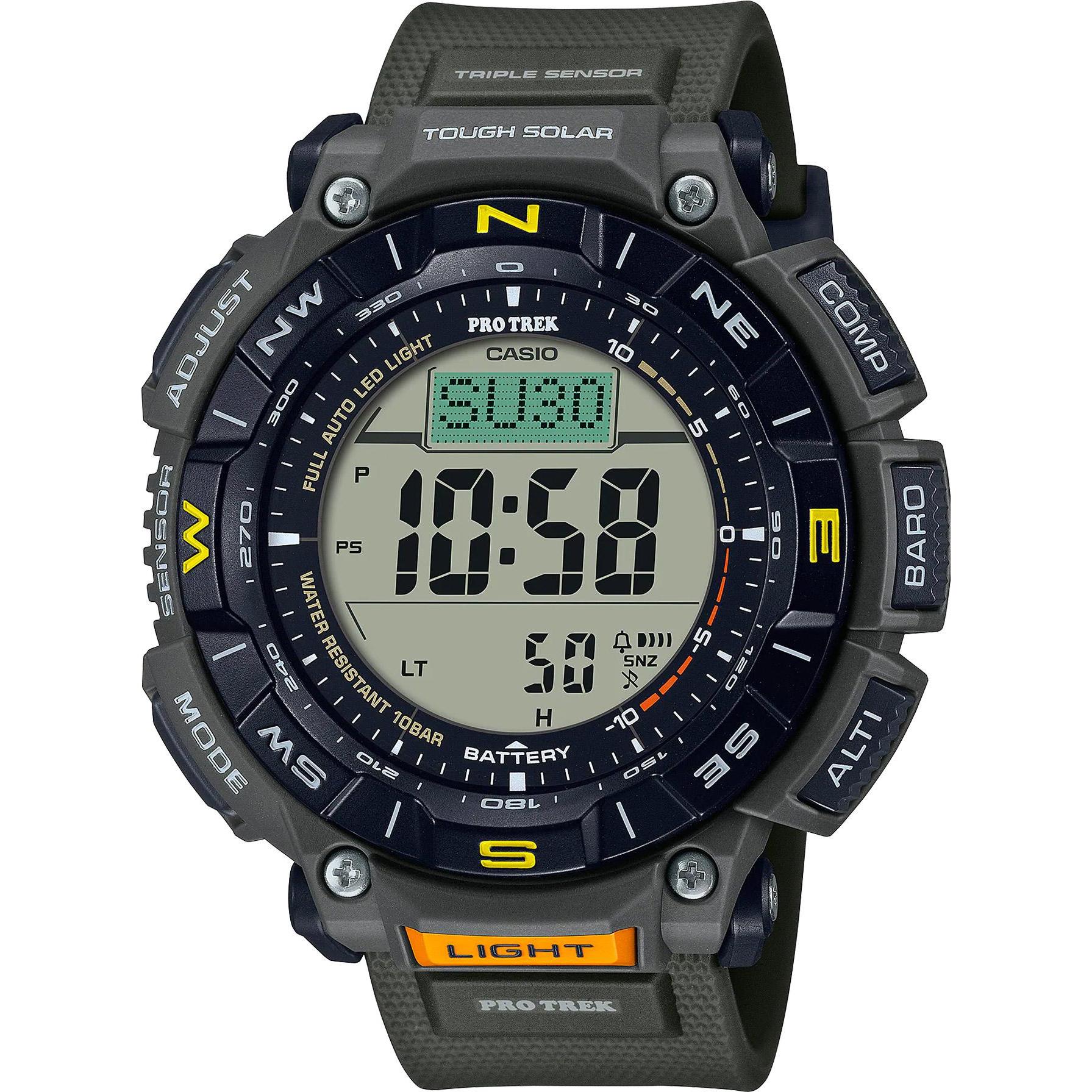 Casio, Orologio da polso, Pro-Trek - PRG-340-3ER, Grigio, Verde, (Orologio digitale, 52 mm)