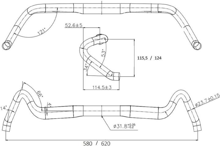 Actual product image Btwin Touring/Gravel aluminium handlebars (31.80 mm)