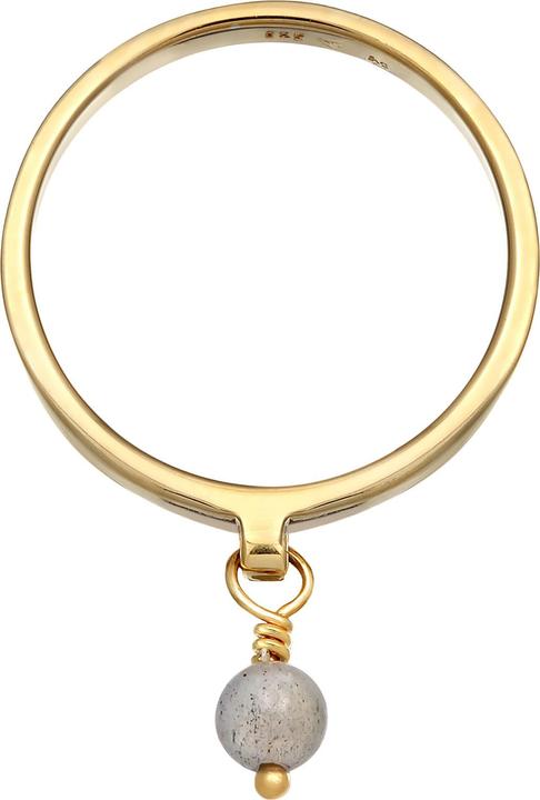 Produktbild Elli PREMIUM Ring Bandring Stapelring Labradorit 925 Silber vergoldet (52, 925 Silber)
