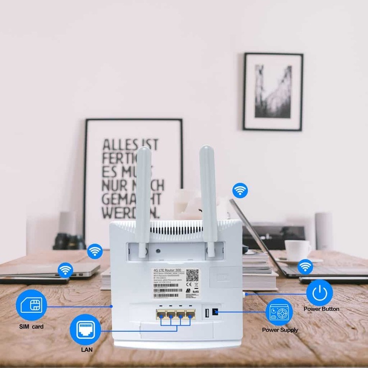 Actual product image Strong 4GROUTER300v2 WLAN Router Single Band (2.4GHz) Fast Ethernet 3G 4G White