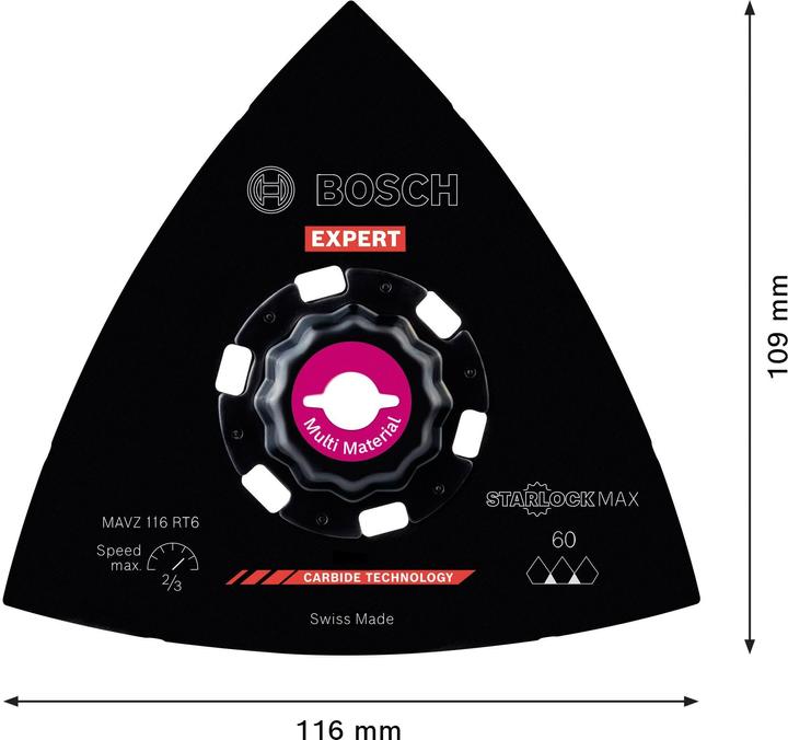 Actual product image Bosch Professional Zubehör EXPERT Sanding Plate MAVZ 116 RT6 Blade for multifunctional tools, 116 mm (60)