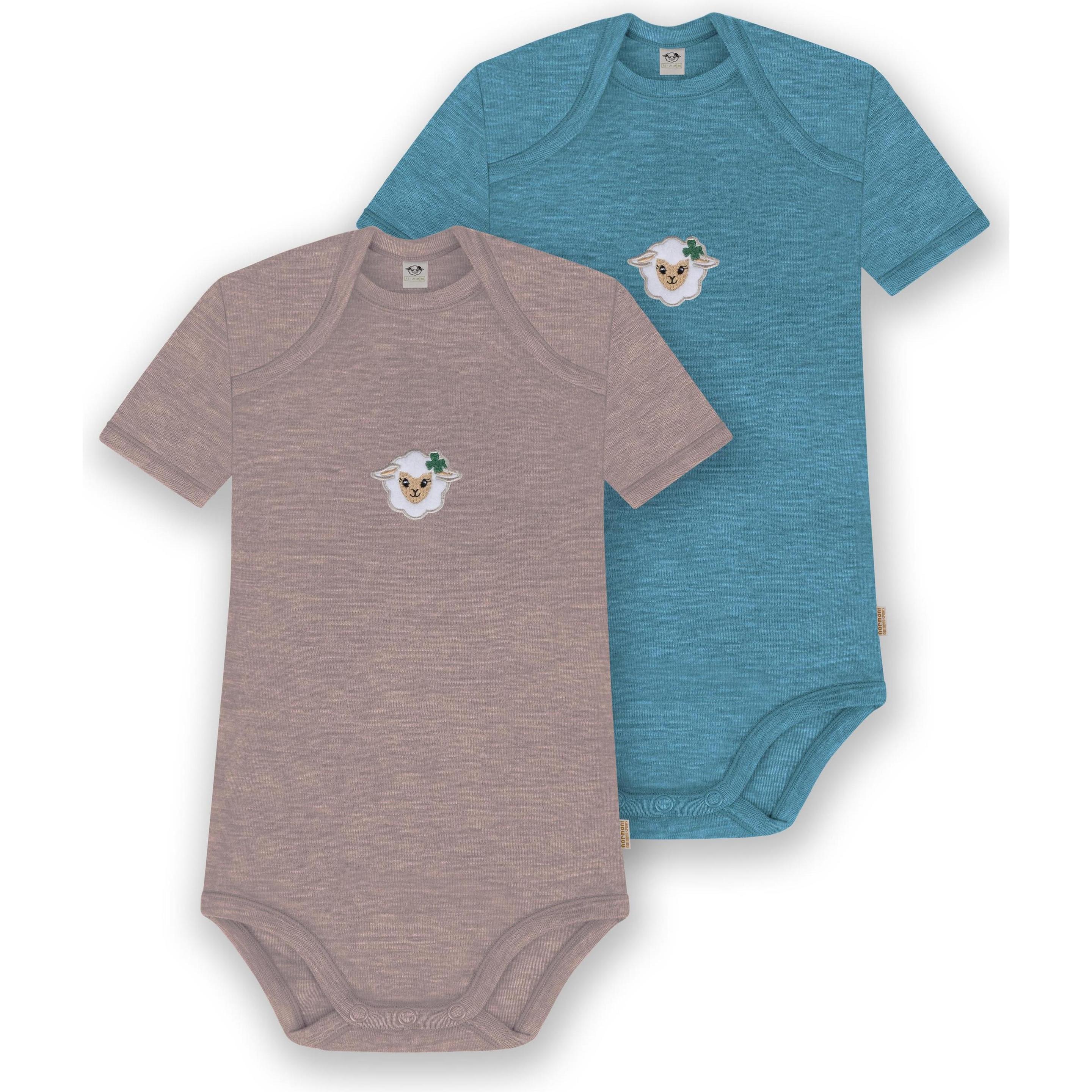 Normani, Herren, Body, 2er Set Baby Merino Body Kurzarm „Tauranga" - 9297, Rosa, (56)