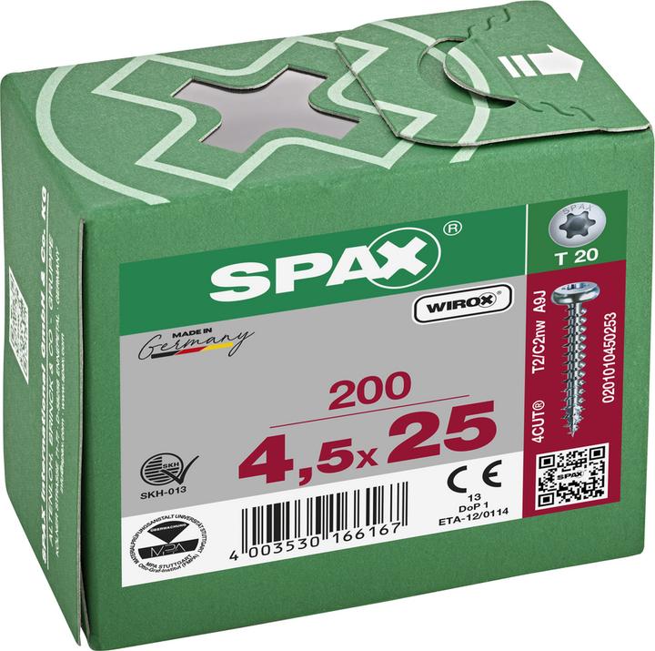 Actual product image Spax Half-Round Head T-Star Plus T20 Fully Threaded Wirox (200 Screws per piece)