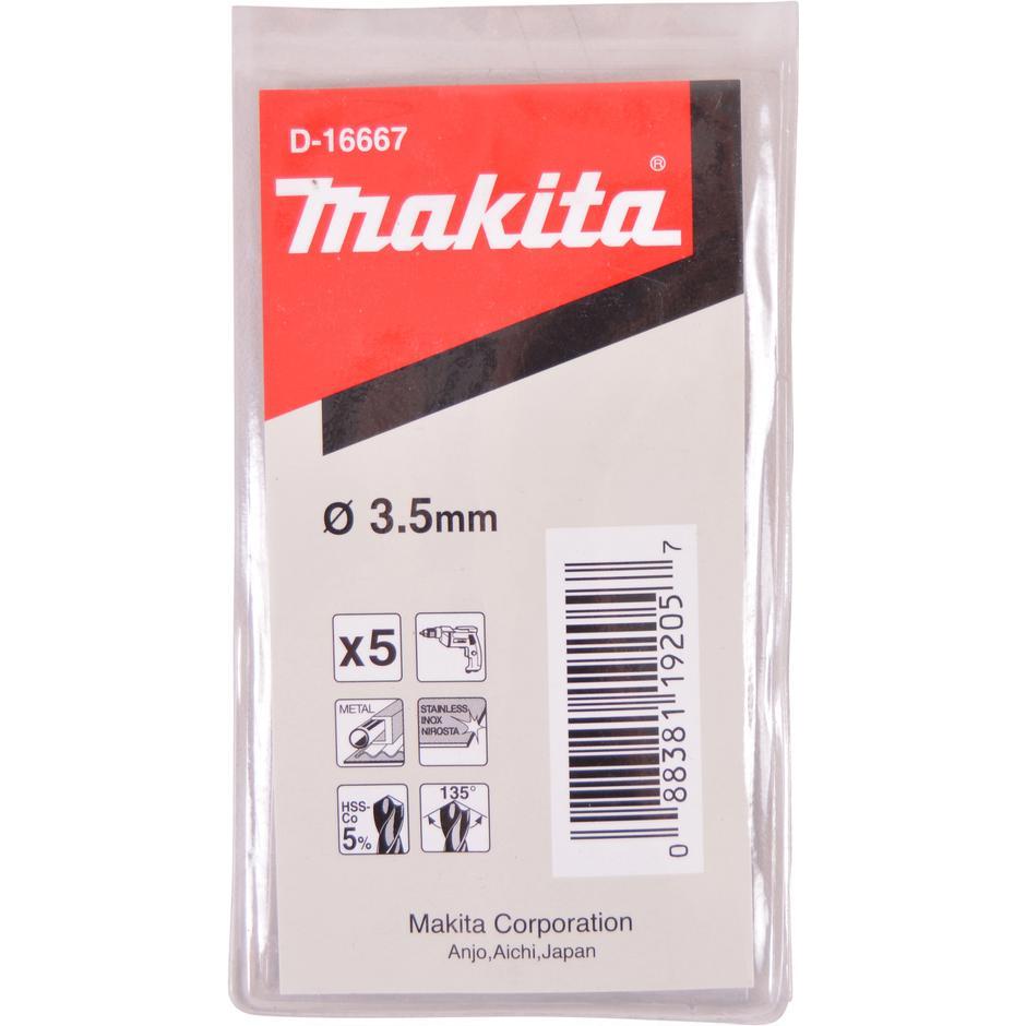 Thumbnail - Makita, Bohrereinsatz, Bohrer HSS-CO 3.5x70mm 5Stk (3.5 Millimeter)