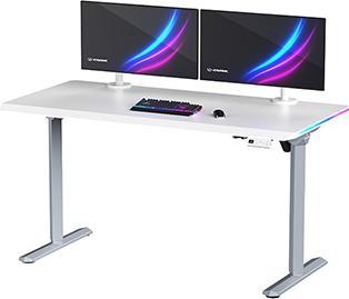 Actual product image Ultradesk Gaming-Tisch QUEST, 140x70cm, 72-120cm, grau-weiss