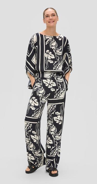 Actual product image S.Oliver Hose Gemusterte Satinhose mit Wide Leg und Elastikbund (36)