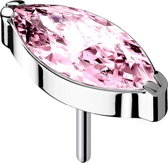 Produktbild Star Piercing Threadless silber mit Oval Kristall pink (ohne Messing, Titan)