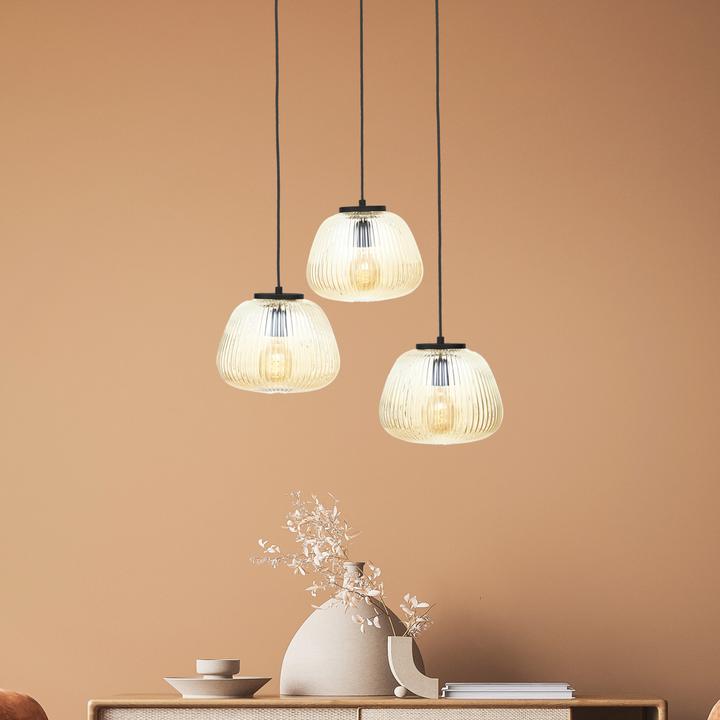 Productafbeelding Brilliant Hanglamp Kaizen 3 lampen ambre-ambre/noir mat (E27)