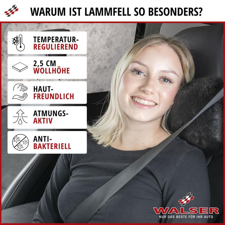 Image du produit Walser Appuie-nuque Mila en peau d'agneau noir