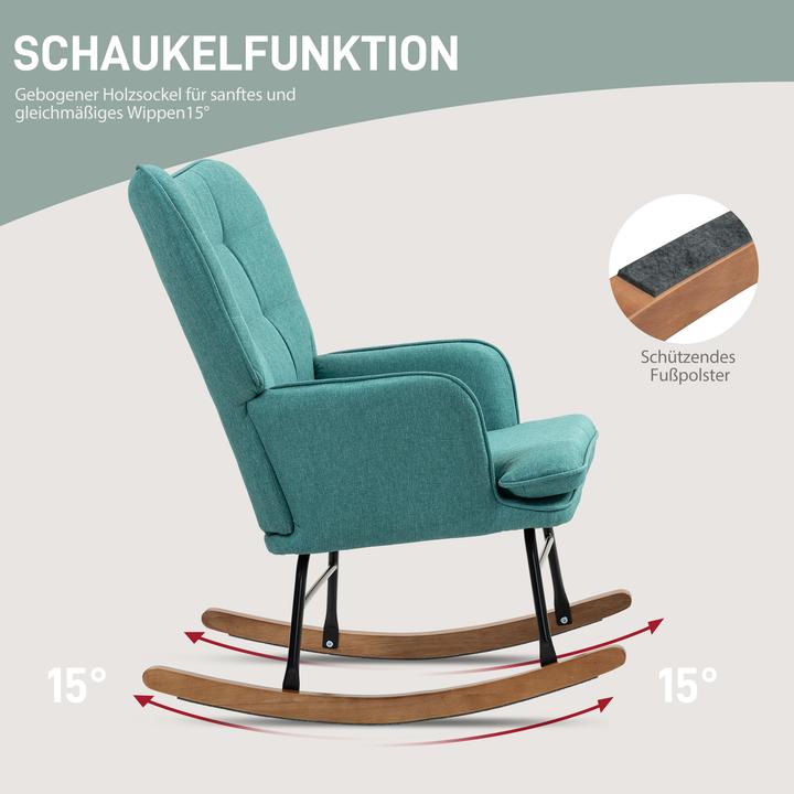 Image du produit Homcom Schaukelstuhl mit Hocker Polyester, Schaumstoff Dunkelgrün