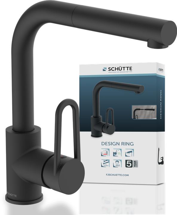 Produktbild Schütte Wasserhahn Küche DESIGN RING Spültischarmatur Schwarz matt Ausziehbar Schwenkbar 26239