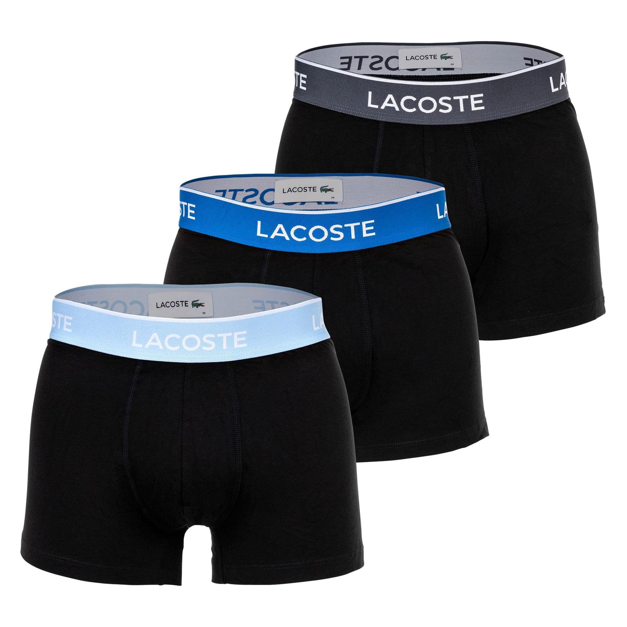 Lacoste, Herren, Unterhosen, Boxer Court Sous-Vetement, Blau, Grau, Schwarz, (M, 3er Pack)
