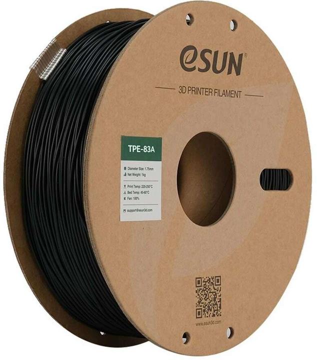 Produktbild eSUN TPE-83A eLastic Schwarz flexibles Filament 1.75mm 1Kg (TPE, 1.75 mm, 1000 g, Schwarz)