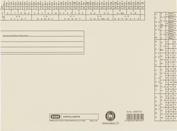 Produktbild Elba Einstellmappe mit Organisationsdruck (A4, 50 x)