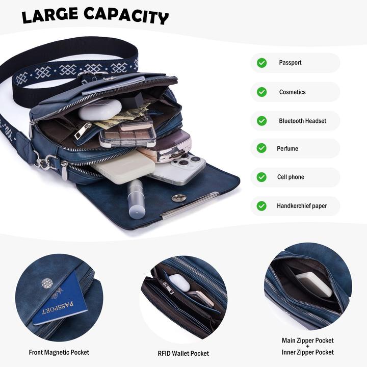 Produktbild Only-Bags.Store Handy Umhängetasche, Vegan Leder Crossbody Bag Umhängetasche mit verstellbarem abnehmbarem breitem