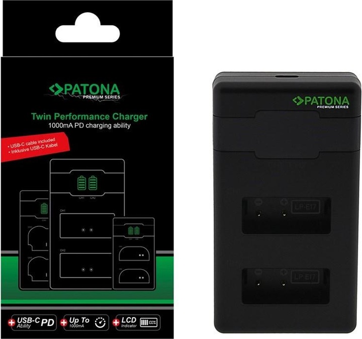 Actual product image Patona Premium Twin Charger Canon LP-E17 (Charger)
