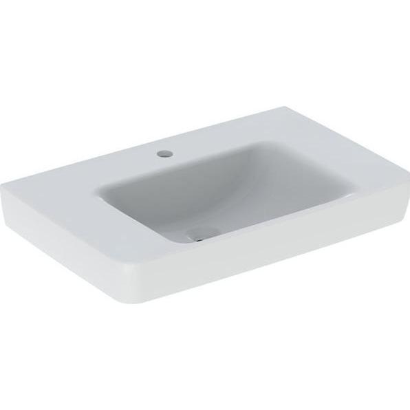 Geberit, Waschbecken, Renova Plan, Waschtisch mit Ablagefläche, 75x48 cm, 1 Hahnloch, ohne Überlauf, 501695 (480 mm, 750...