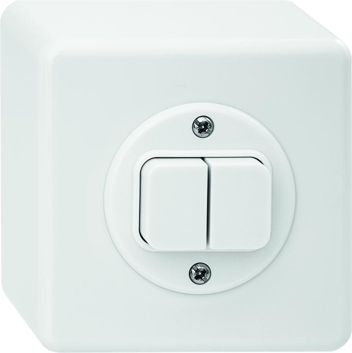 Produktbild Steffen BASICO AP-Doppeldruckschalter SCH1(3+3) QuickConnect ws