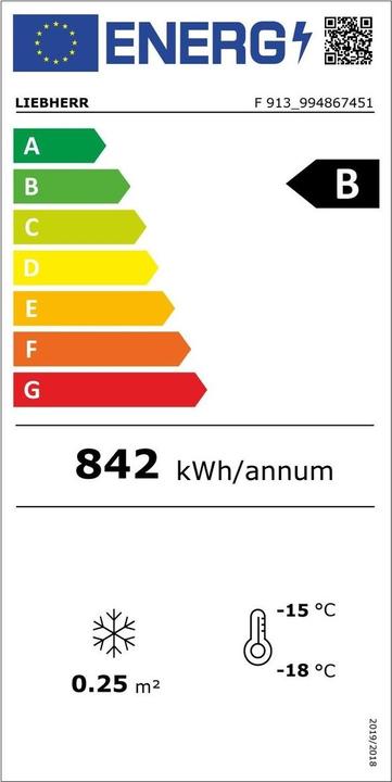 Label énergétique Liebherr Congélateur commercial (Autonome, 77 l)