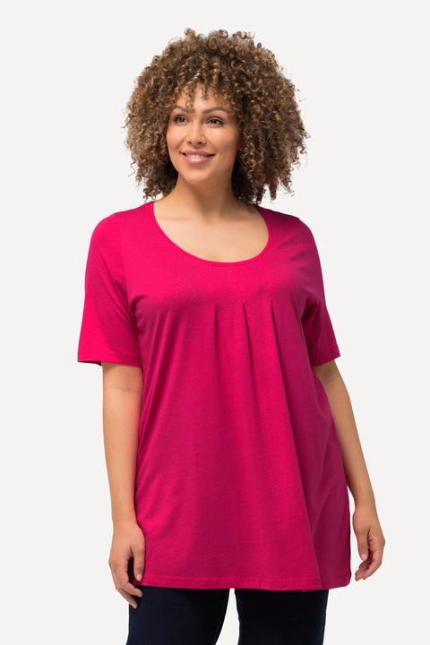Produktbild Ulla Popken T-Shirt, Zierfalten, A-Linie, Rundhals, Halbarm, Modal (54)