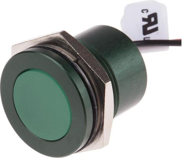 Produktbild RS PRO 22mm flush anodised LED wires,green 220V