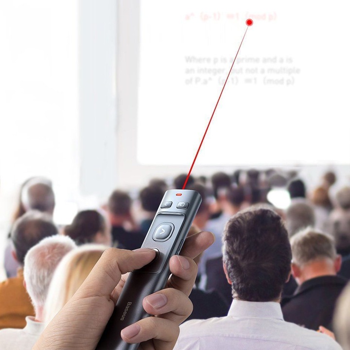 Actual product image Baseus Orange Dot Wireless Presenter (Red Laser)(Charging) Grey