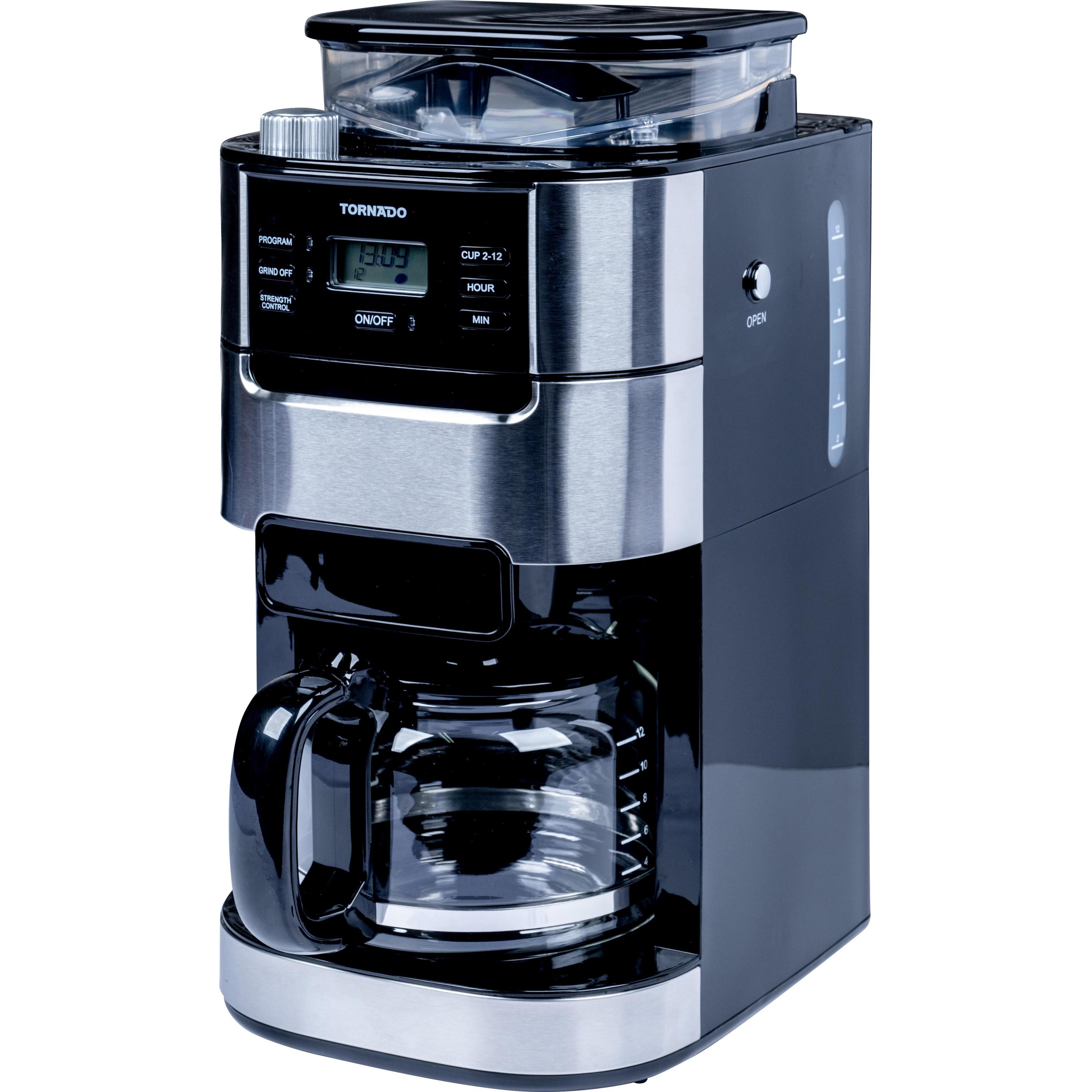 Tornado Kaffeevollautomat TCM-1025A-GS, Filterkaffeemaschine, Schwarz