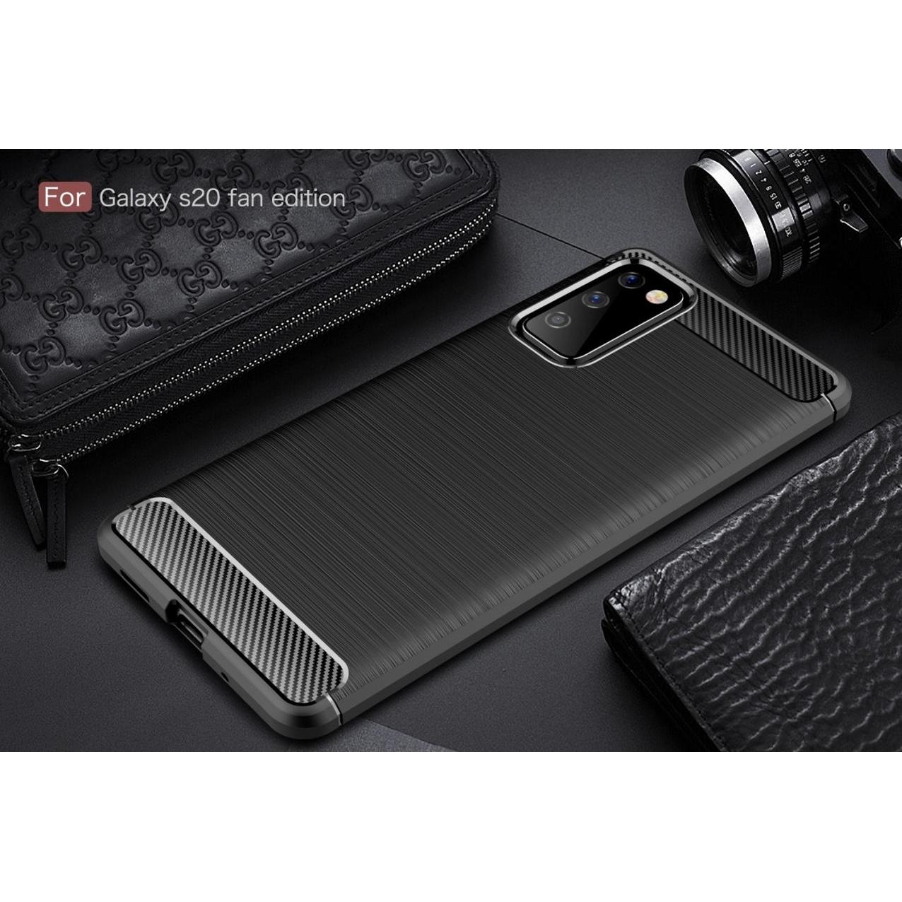 Thumbnail - Screenguard Carbon Brushed Soft TPU Case (Samsung Galaxy S20 FE), Smartphone Hülle, Schwarz