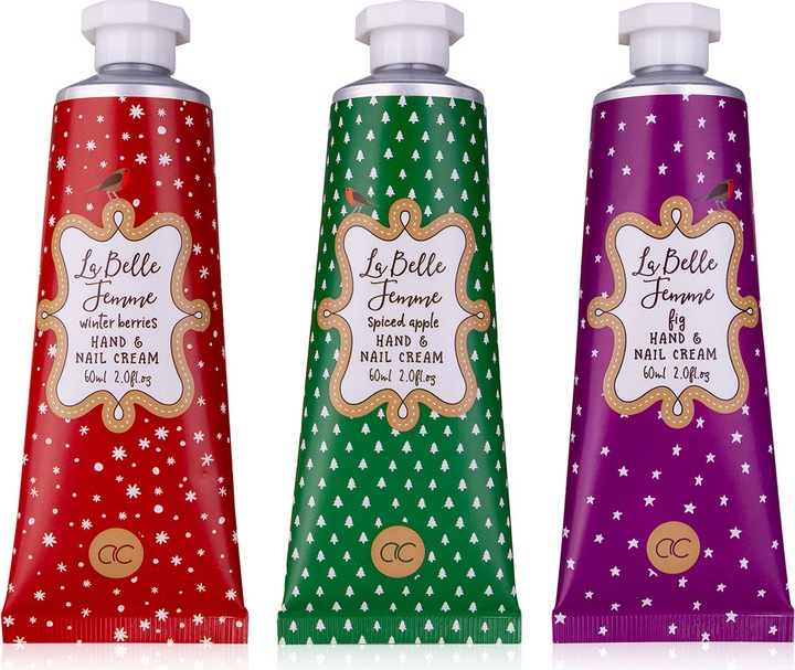 Actual product image Accentra Hand & Nail Cream LA BELLE FEMME NOEL in tube, 60ml, 3 assorted motifs/fragrances: Winter Berries /
