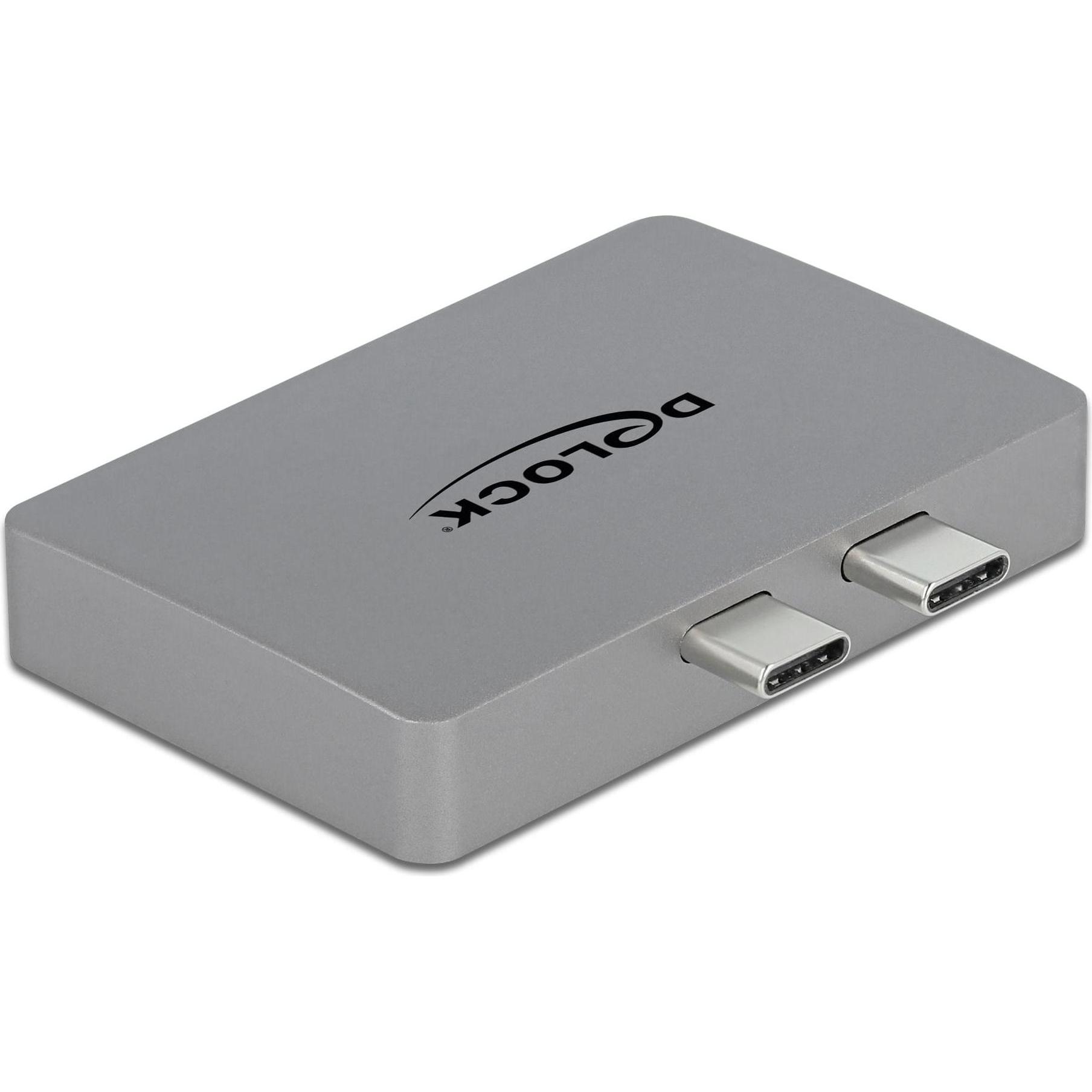 Thumbnail - Delock Dual HDMI Adapter mit 4K 60 Hz und PD 3.0 (USB-C, 2 Ports), Dockingstation + USB Hub, Grau