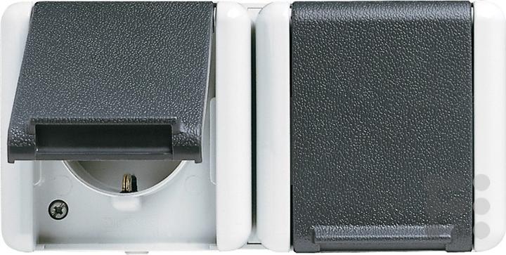 Actual product image JUNG Switch program 2gang surface mount housing socket outlet