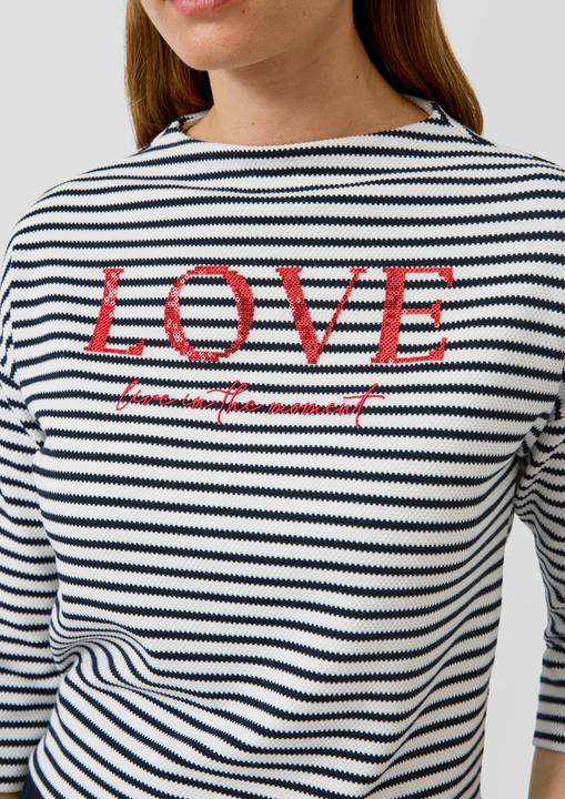 Produktbild s.Oliver Sweatshirt Gestreiftes Sweatshirt mit 3/4-Ärmeln und Stehkragen (40)