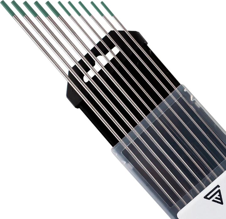 Actual product image Stahlwerk Tungsten electrodes WP Green Set 5 x 1.6 mm + 5 x 2.4 mm x 175 mm