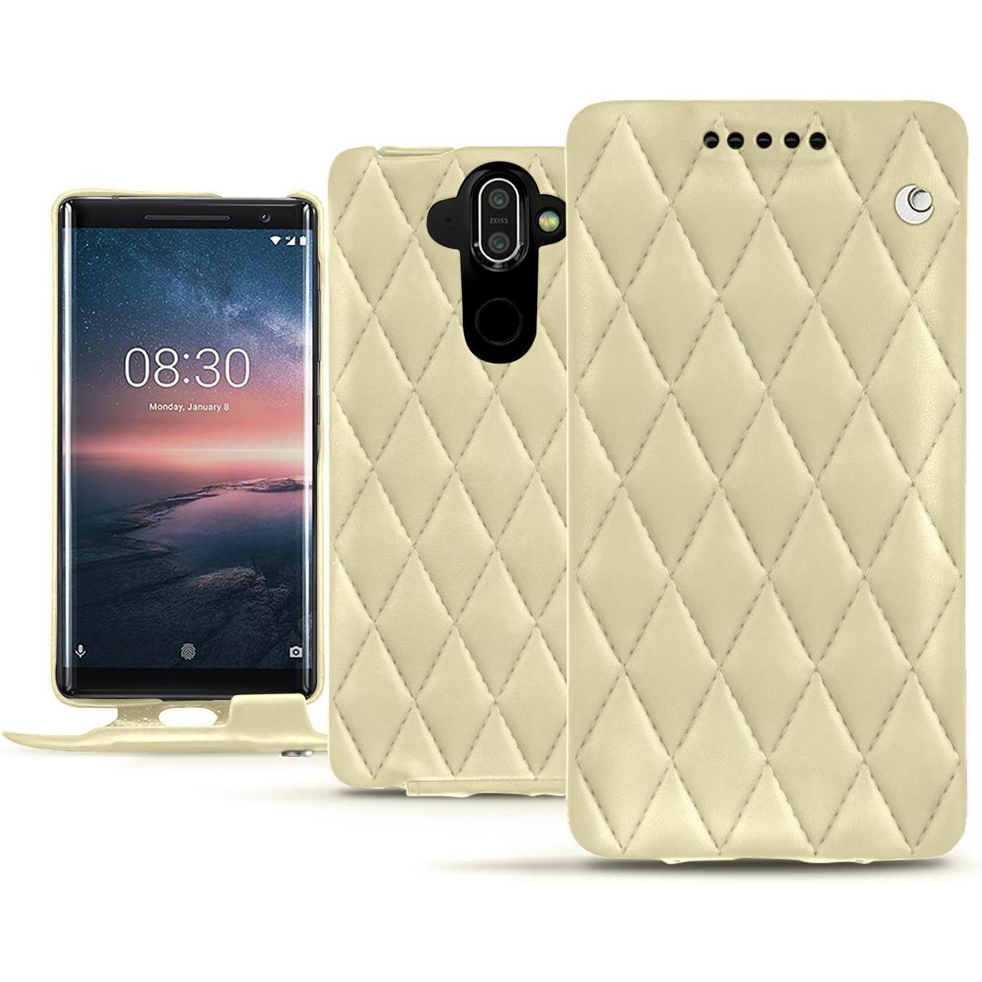 Noreve Lederschutzhülle vertikal (Nokia 8 Sirocco), Smartphone Hülle, Beige