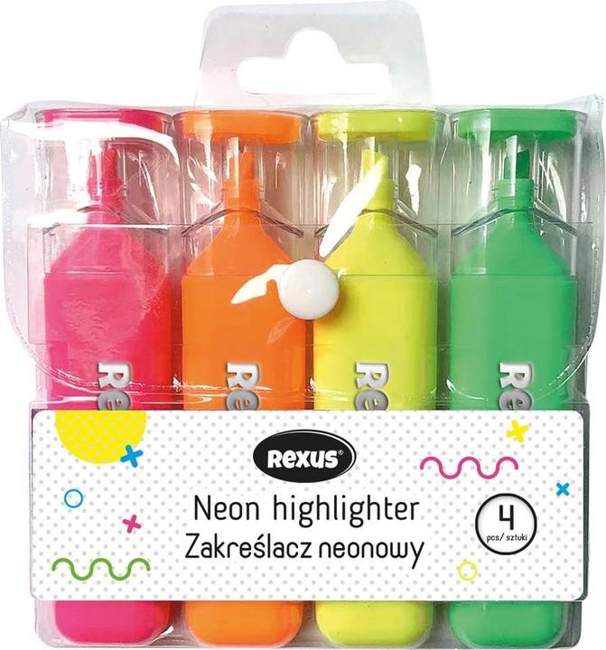 Image du produit Teka Neon-Textmarker 4 Farben (Rose et vert, Citron, Orange)