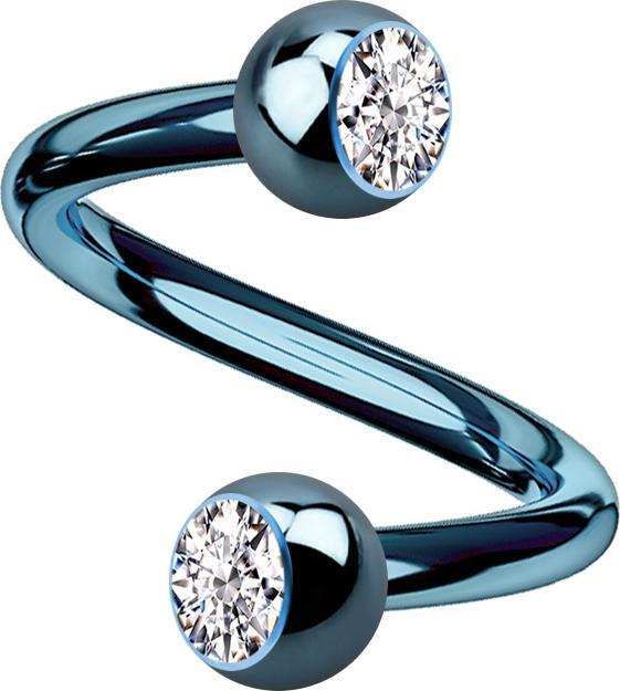 Actual product image Star Piercing Micro Spirale hellblau mit zwei Kugeln Kristall silber (without brass, Titanium)