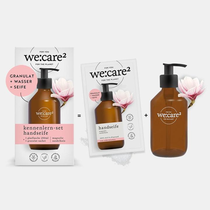Actual product image we:care2 Kennenlern-Set, Handseife-Granulat, Magnolie-Sandelholz (refill, 250 ml)