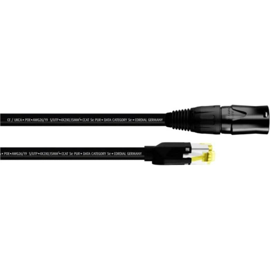 Cordial 15551 RJ45 Netzwerkkabel, Patchkabel CAT 5e S/UTP 10.00 m Schwarz PUR-Ma (S/UTP, CAT5e, 10 m), Netzwerkkabel