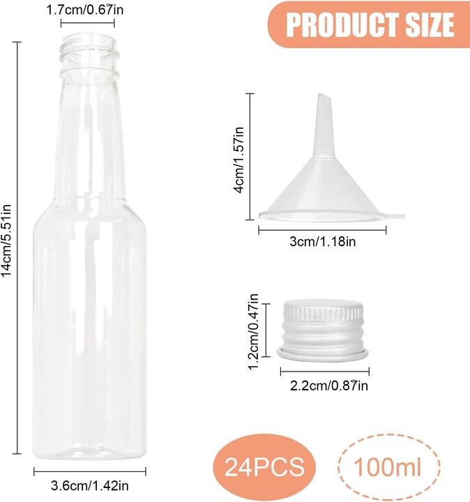 Actual product image Kysun 24x Mini-Schnapsflaschen inkl. Trichter (24 pcs., 0.10 l)