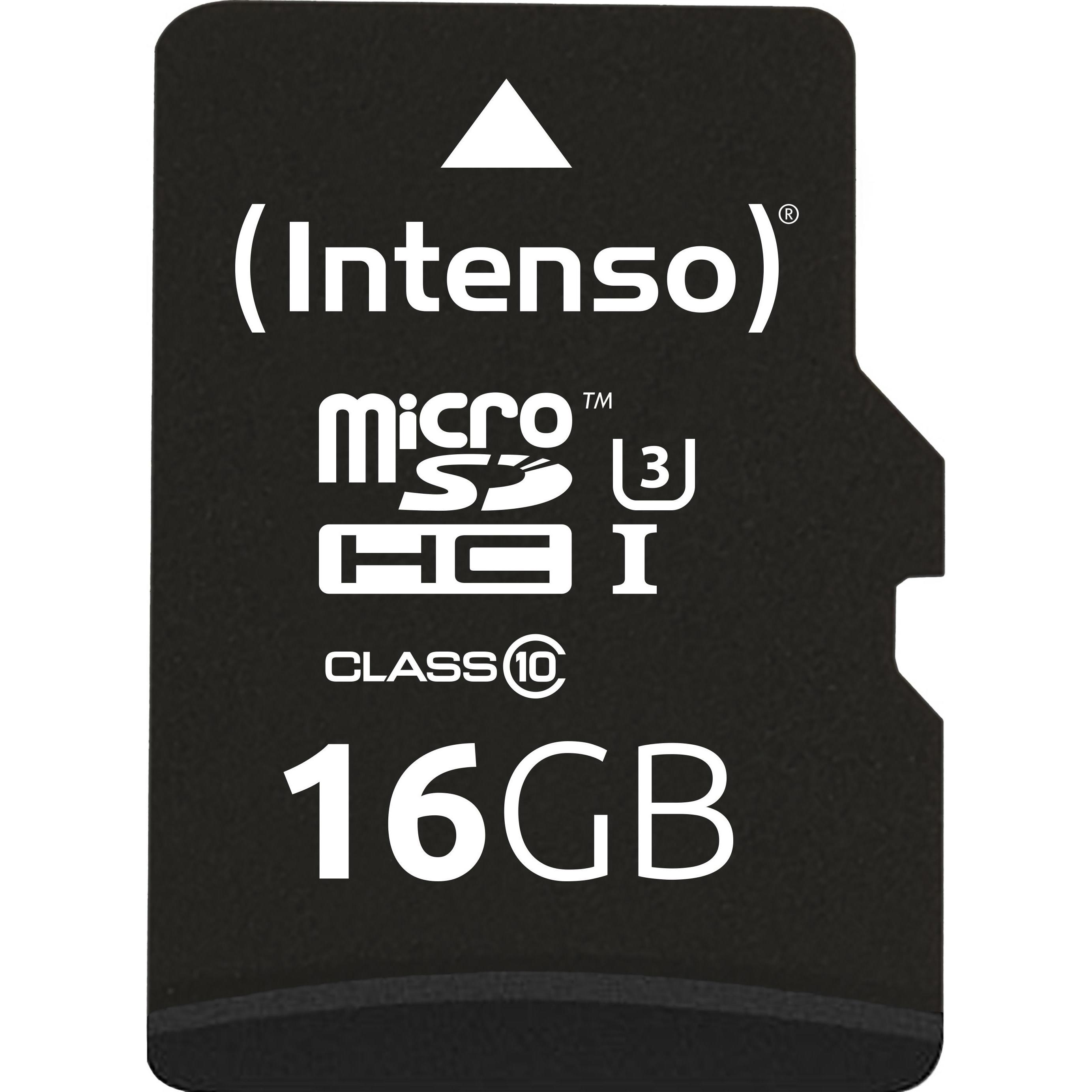 Intenso Micro SDHC Card (16 GB, microSDHC, U1, UHS-I), Speicherkarte, Schwarz
