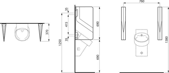 Actual product image Laufen Val urinal divider, 370x75x690mm, H847280