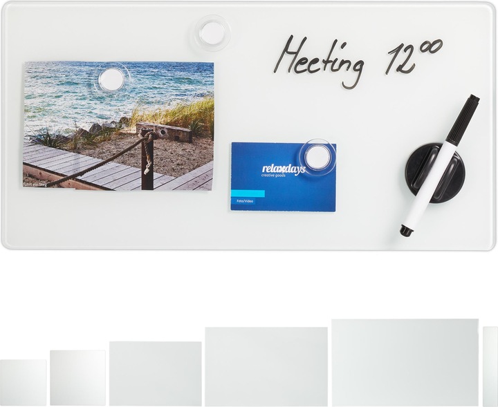 Produktbild Relaxdays Magnetboard (Magnettafel, 40 x 20 cm, 100 x 60 cm, 80 x 50 cm, 40 x 40 cm, 50 x 50 cm, 60 x 40 cm, 15 x 80 cm)