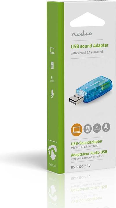Image du produit Nedis Carte son 5.1 USB 2.0 Connexion microphone : 1x 3.5 mm Connexion casque : 3.5 mm mâle Noir (USB)
